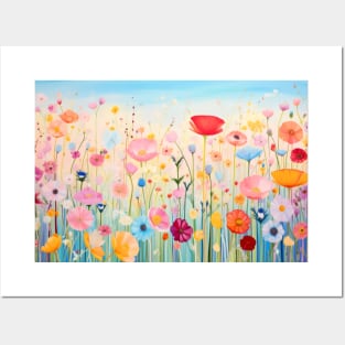 Wild Flower Poppy Concept Abstract Colorful Scenery Painting Posters and Art